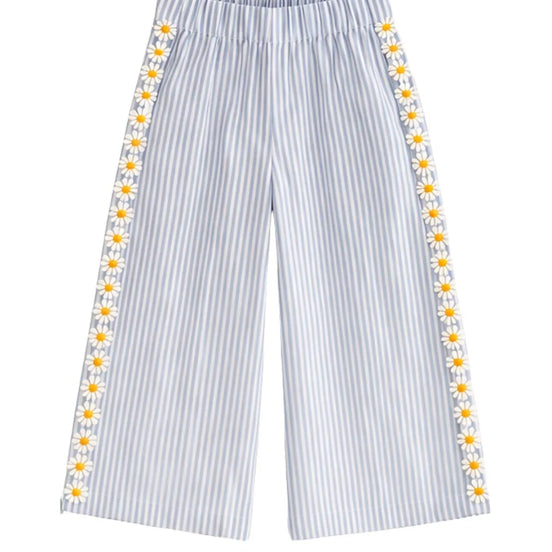 Pantalón rayas azuletti con margaritas