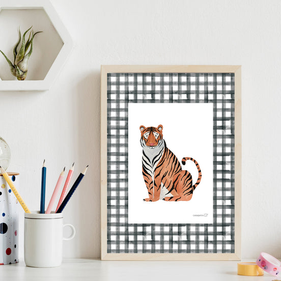 Lámina Tigre vichy negro 21x30