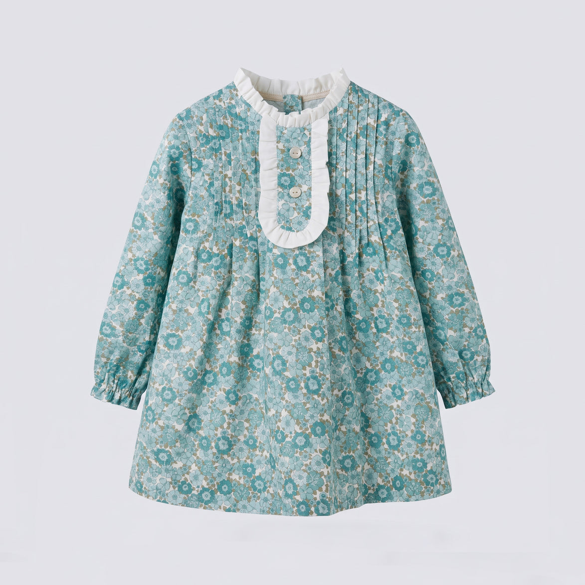 Vestido jaretas flor turquesa
