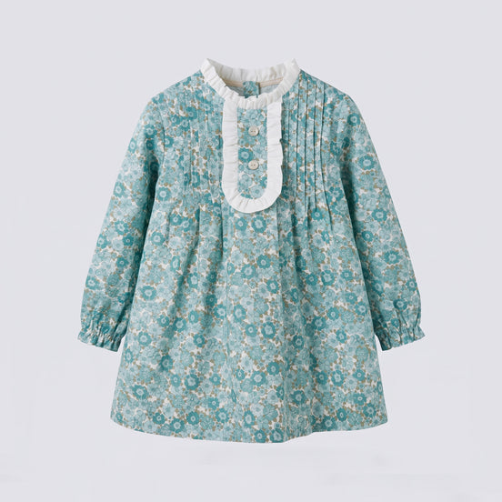 Vestido jaretas flor turquesa