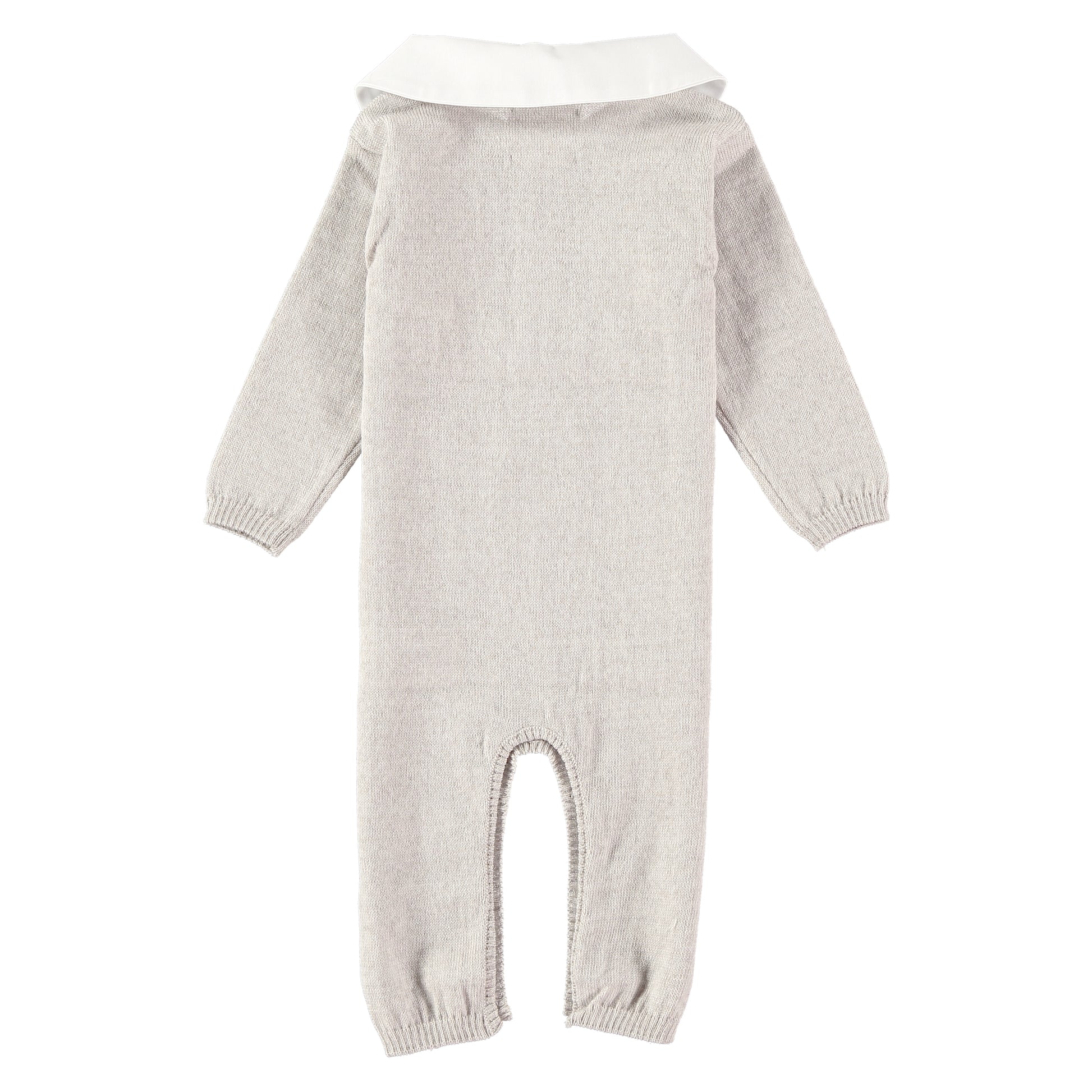 Pelele largo merino beige cuello voile