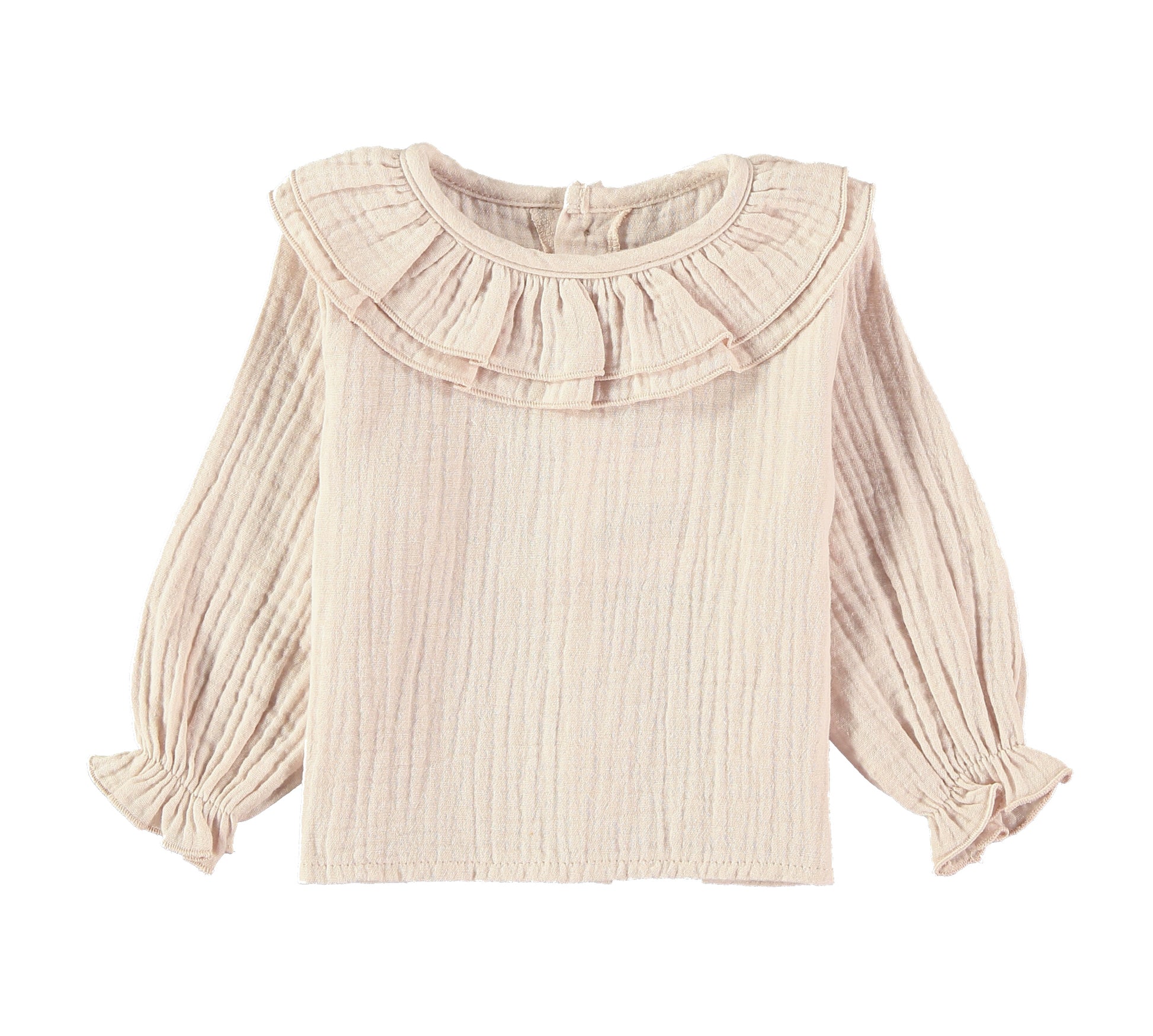 Blusa doble volante bambula rosa