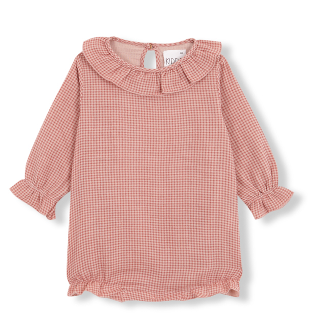 Pelele vichy rosa doble gasa
