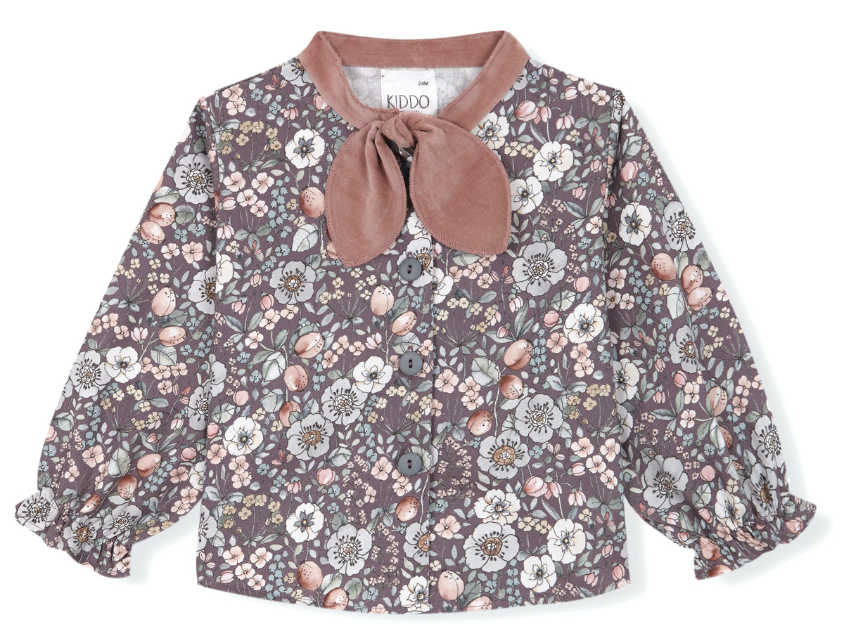 Blusa lazada rosa estampado flores