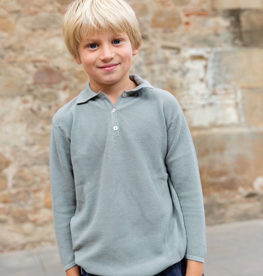 Polo manga larga verde entretiempo