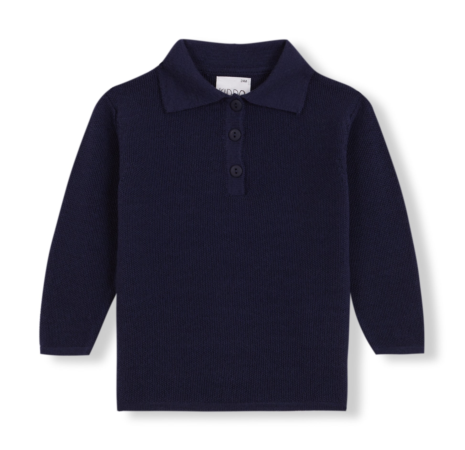 Polo merino manga larga azul marino