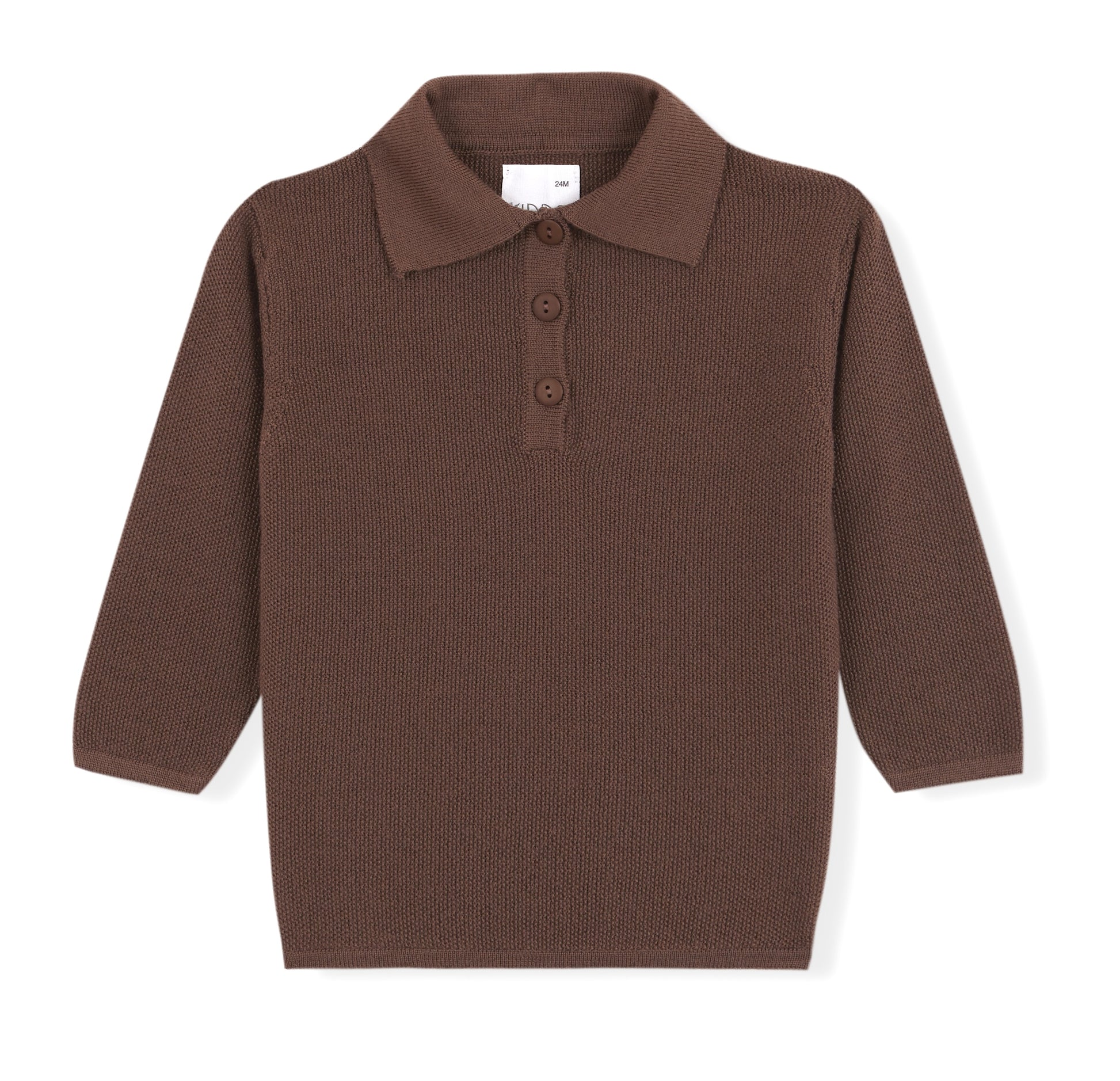 Polo merino manga larga marrón