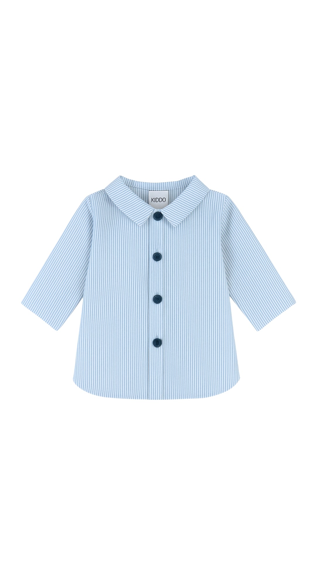 Camisa cuello pala rayas gruesas azul