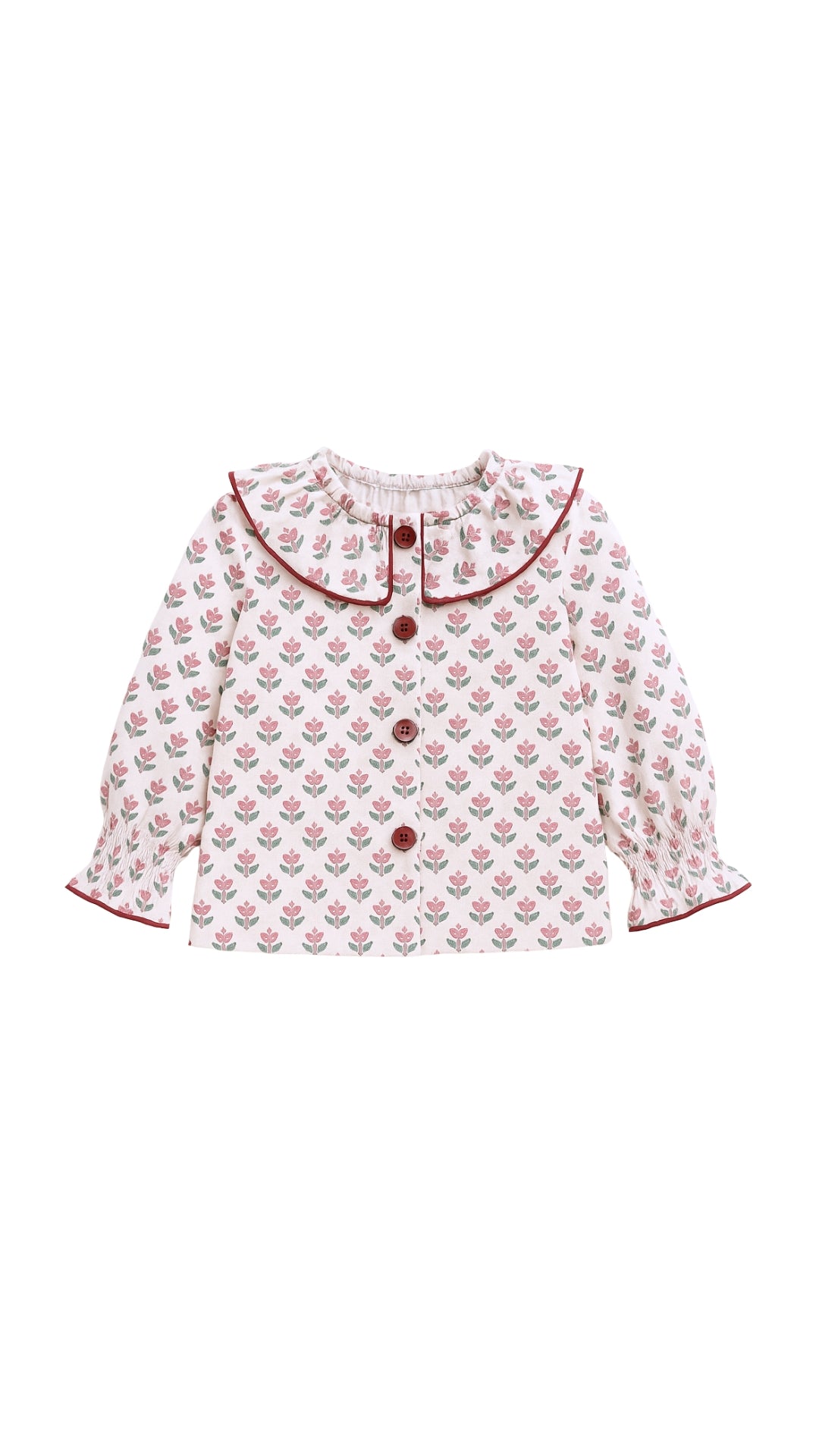 Blusa flores frambuesa y verdes
