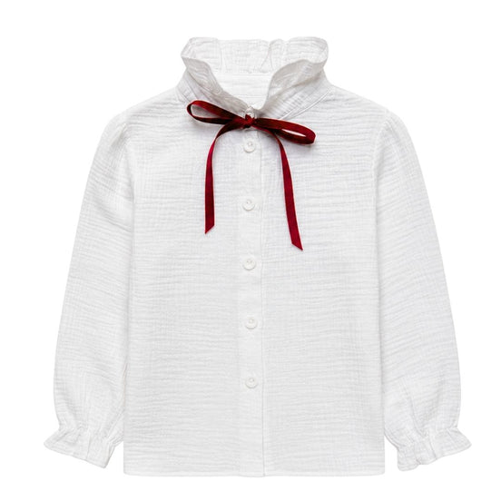 Blusa bambula blanco cuello alto lazada