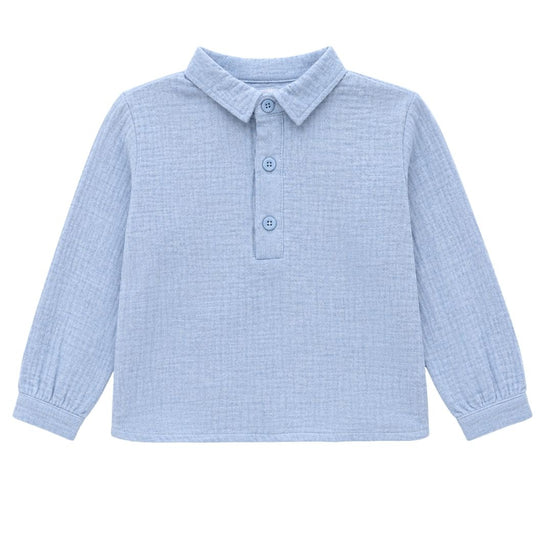Camisa polera celeste melange