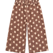 Pantalón niña largo flare micropana Cacao flor