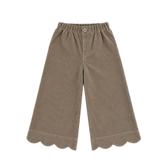 Pantalón palazzo niña pana gruesa Sand detalle ondulado