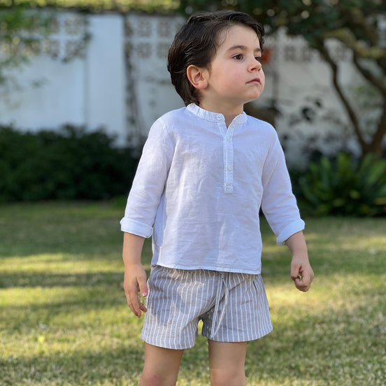 Bermuda rayas beige