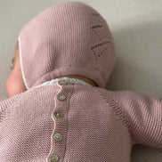 Jersey bebé algodón rosa empolvado/blanco
