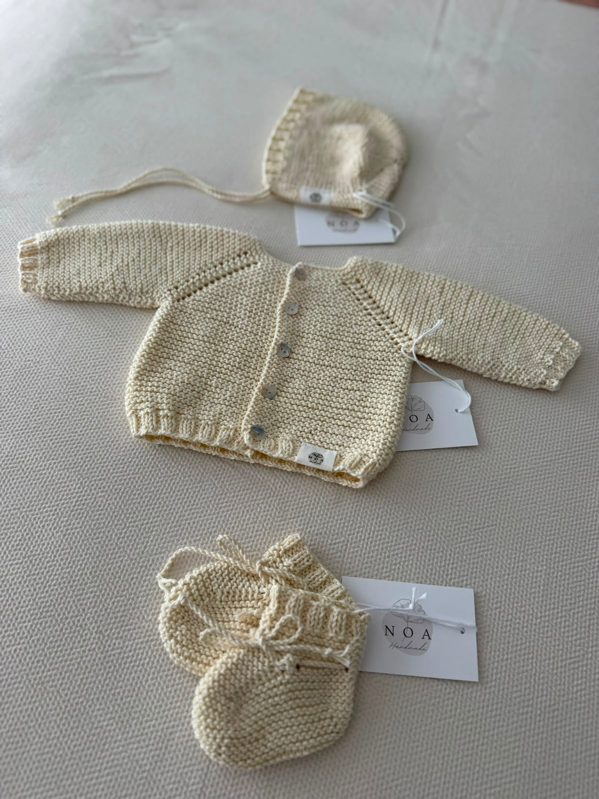 Conjunto algodón crudo 0-1m