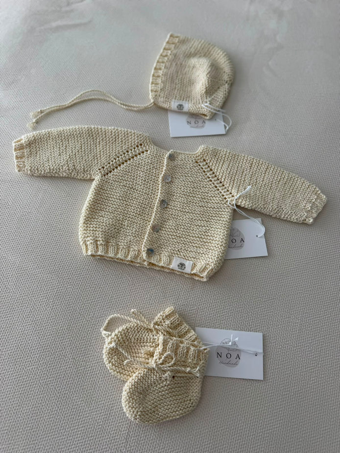 Conjunto algodón crudo 0-1m