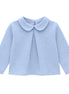Camisa cuello bebé azul melange