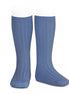 Calcetines altos básicos canalé AZUL FRANCIA 449
