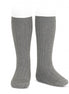 Calcetines altos básicos canalé GRIS CLARO 230