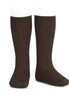 Calcetines altos básicos canalé MARRÓN 390