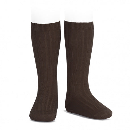 Calcetines altos básicos canalé MARRÓN 390