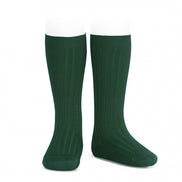 Calcetines altos básicos canalé VERDE BOTELLA 780