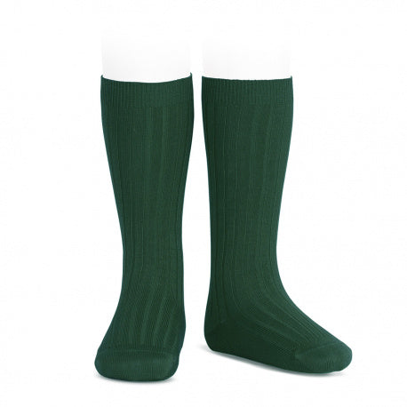 Calcetines altos básicos canalé VERDE BOTELLA 780