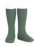 Calcetines altos básicos canalé VERDE LIQUEN 761