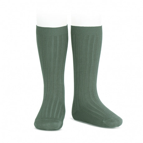 Calcetines altos básicos canalé VERDE LIQUEN 761