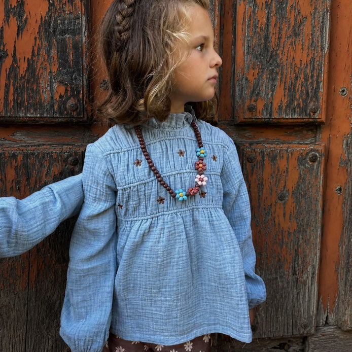 Blusa celeste melange flores