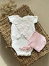 Conjunto Cayetana rosa bebé (Con capota y patucos)