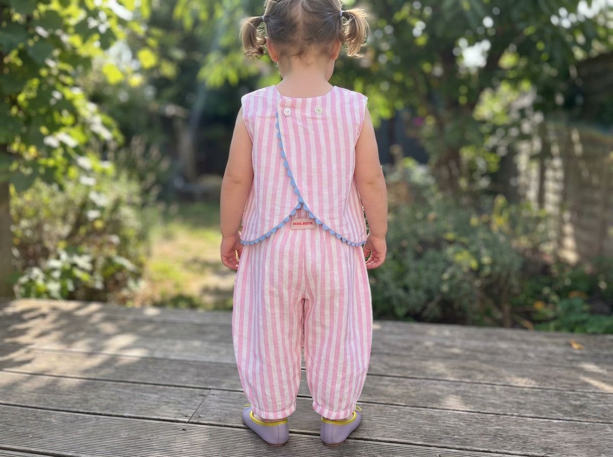 Pantalón globo rayas rosas