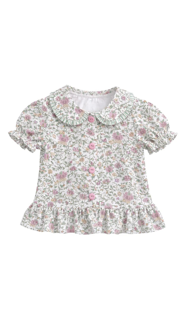 Blusa manga abullonada flores Silvestrini