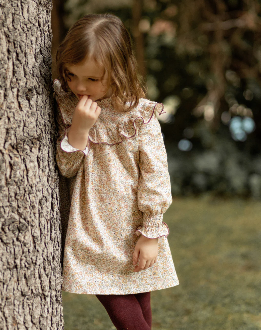 Vestido volantes | Savia | Flores y Rayas Burdeos