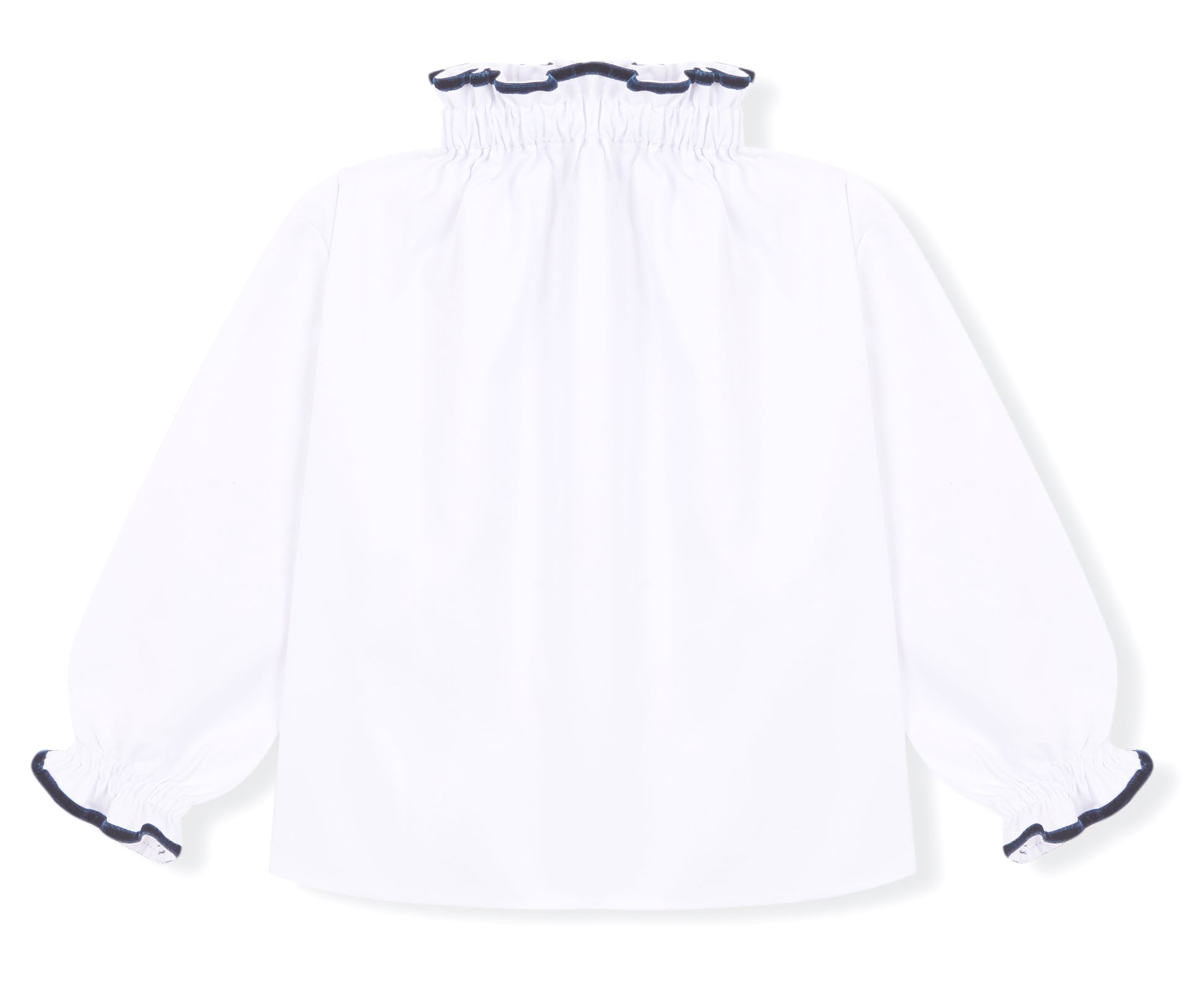 Blusa cuello alto blanco volantes
