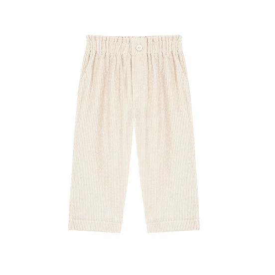 Pantalón pana crema con frunce