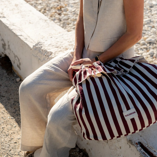 Bolso grande rayas burdeos